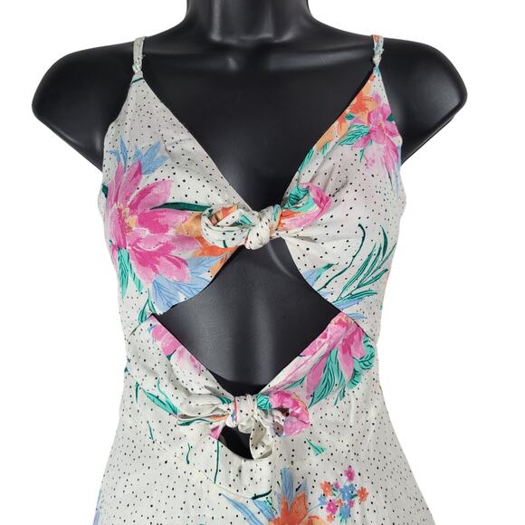 GB Floral Tie Front Cut Out Flowy Summer Tank‎ Dress S NWT - Picture 4 of 11